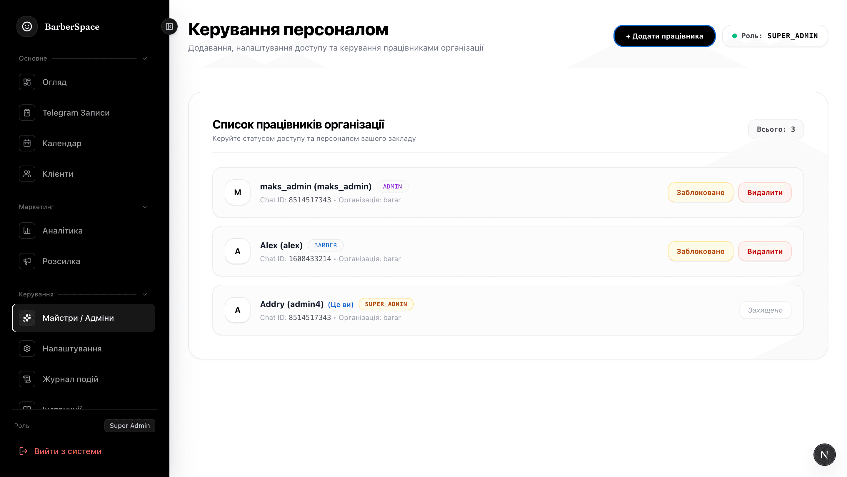 Керування персоналом та ролями